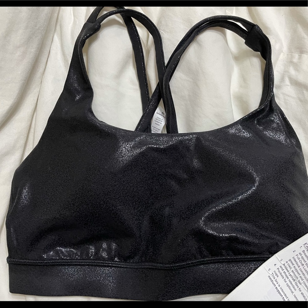 Lululemon Energy Bra Luminous Foil Black 6